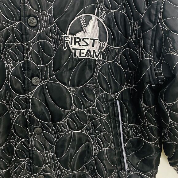 Raw Blue Classics First Team Men's Bomber Jacket Large Black Gray Button Up - Picture 8 of 15